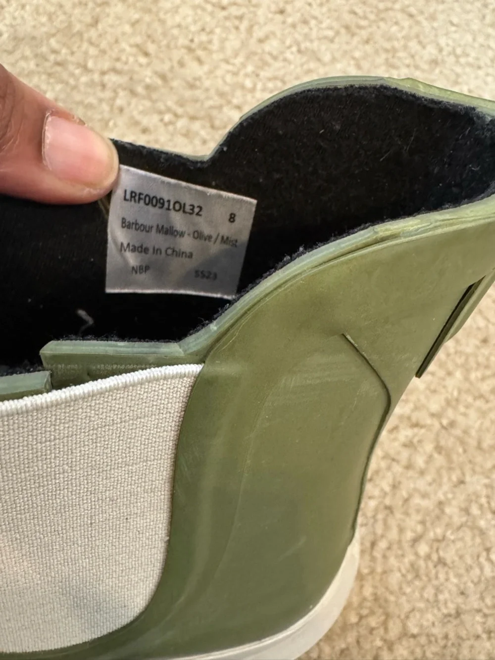 Barbour Olive Green Chelsea Rain Ankle Boots